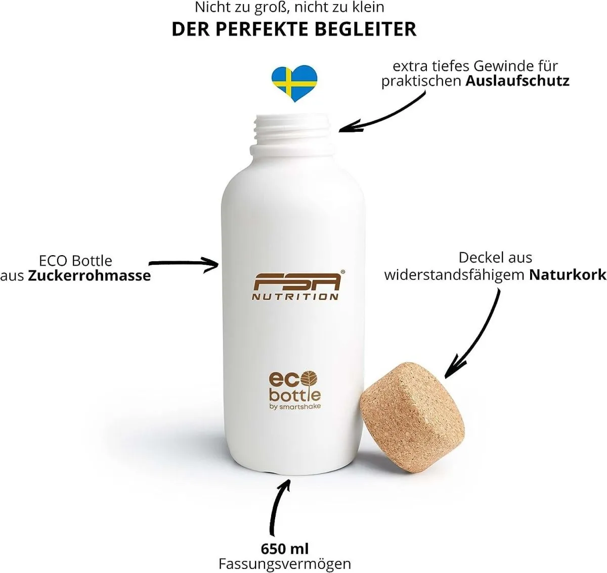FSA Nutrition EcoBottle Shaker Grau für Proteinshakes