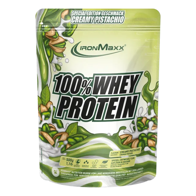 IronMaxx 100% Whey Proteinpulver 500g Creamy Pistazie zuckerfrei