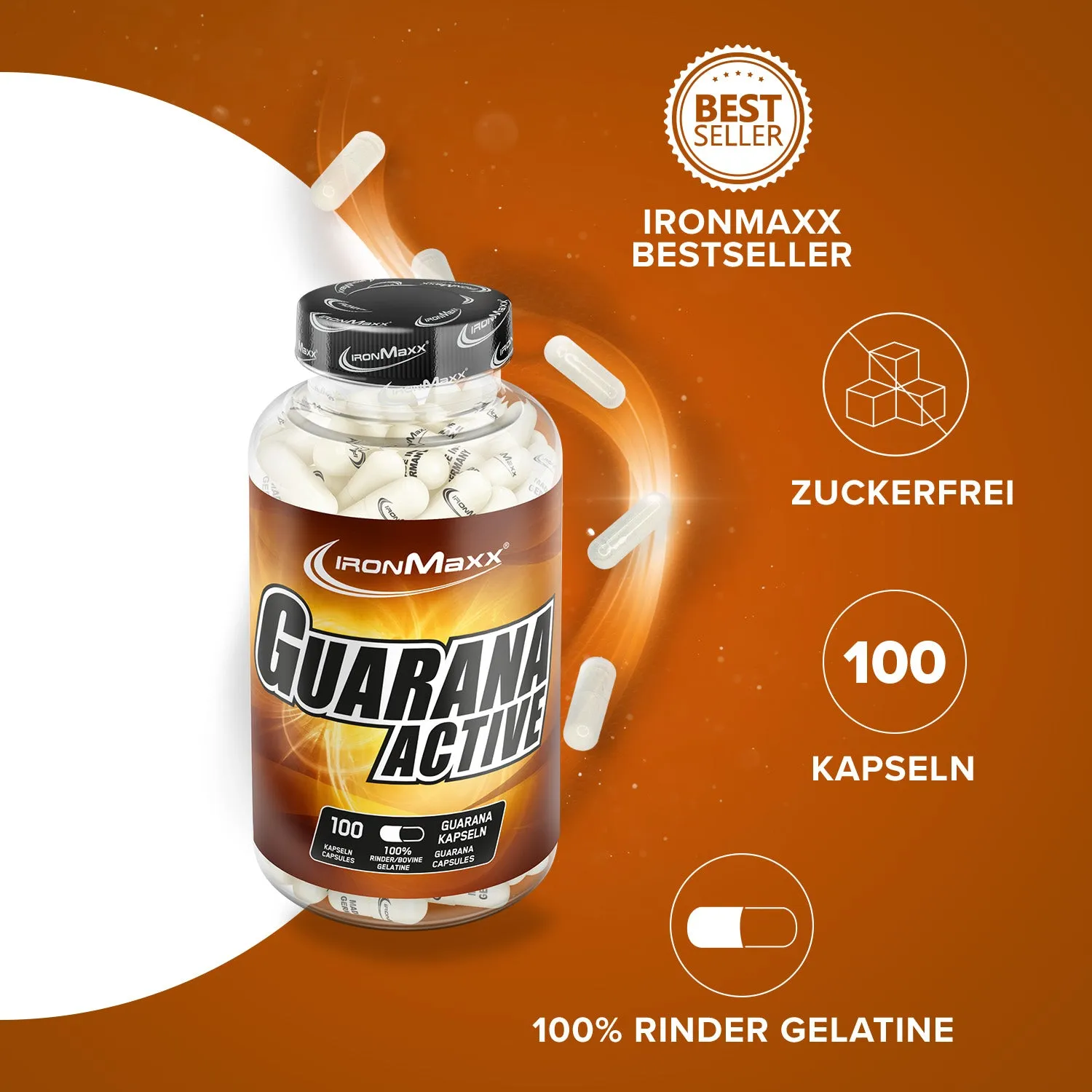 IronMaxx Guarana Active Kapseln 100 Stk natürliches Koffein