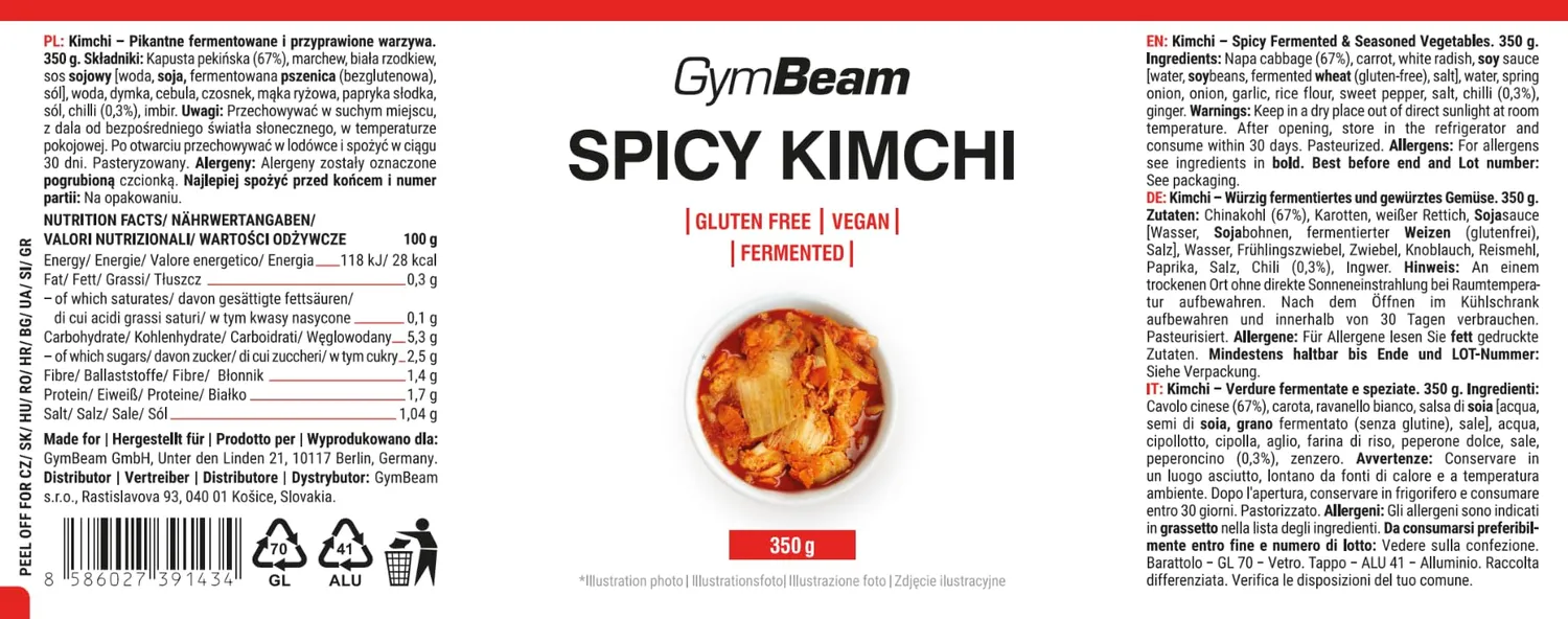 GymBeam Spicy Kimchi Kimchi 350 g vegan scharf