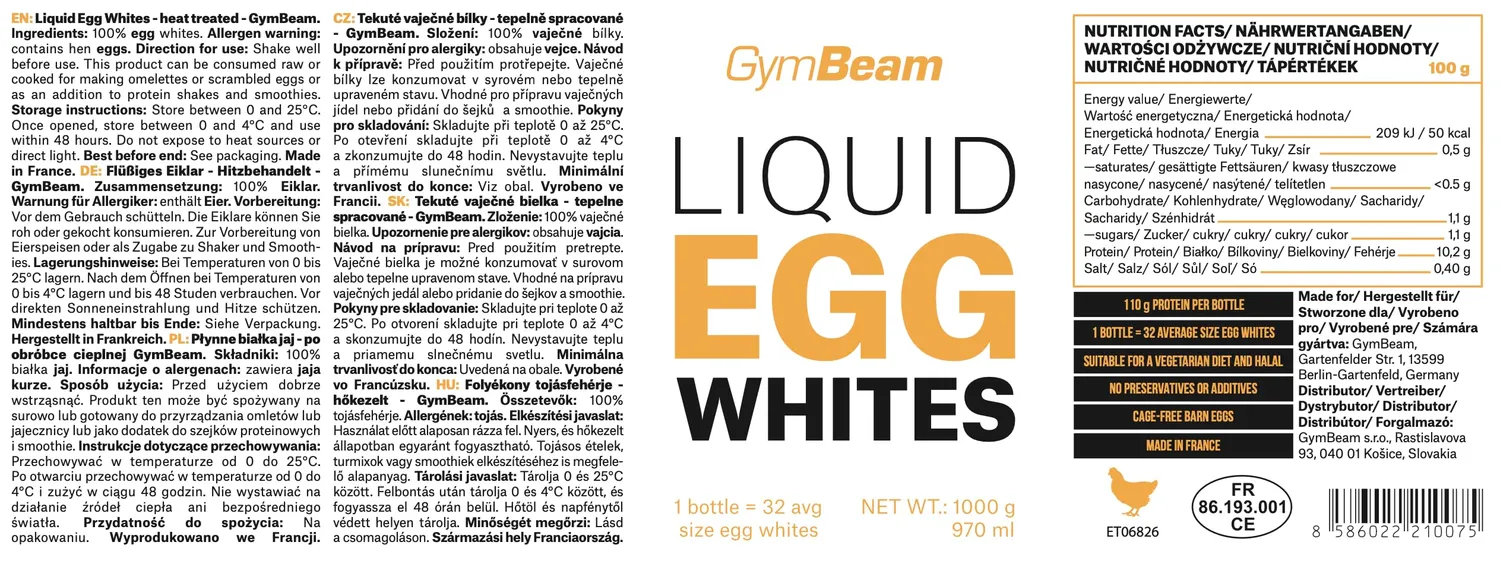 GymBeam Flüssiges Eiklar 1000g 6er Pack Neutral