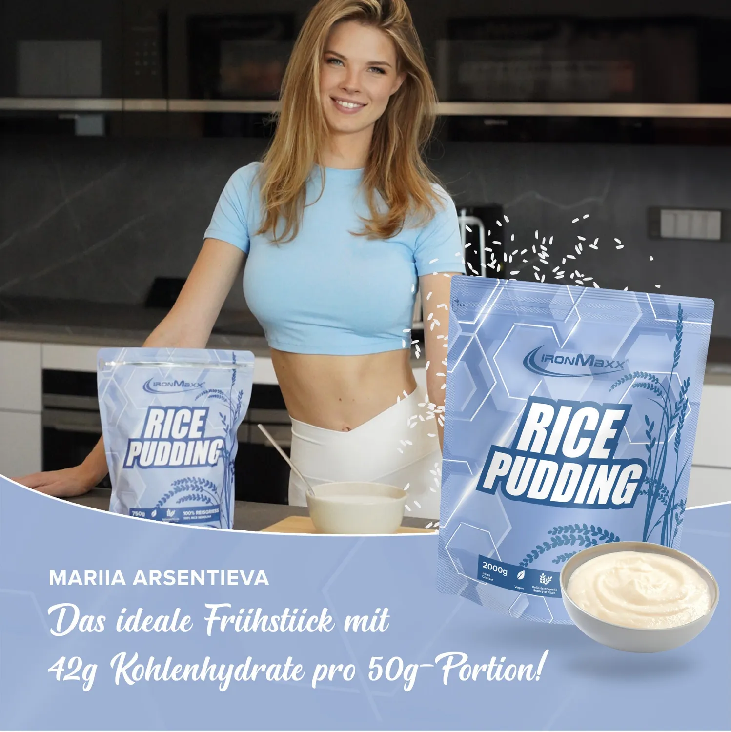 IronMaxx Rice Pudding Reispudding Neutral 2000g für Aufbau