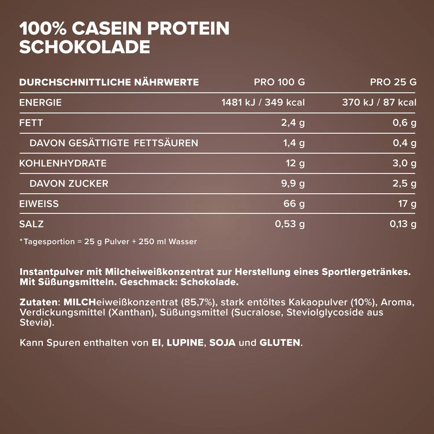 IronMaxx 100% Casein Proteinpulver Schokolade 750g low sugar