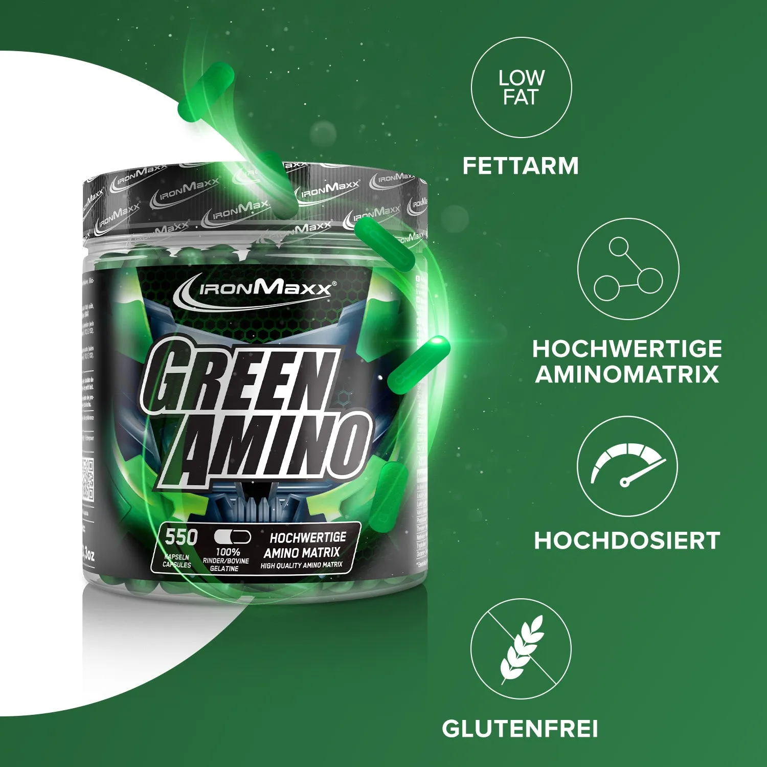 IronMaxx Green Amino Kapseln 550 Stück EAA