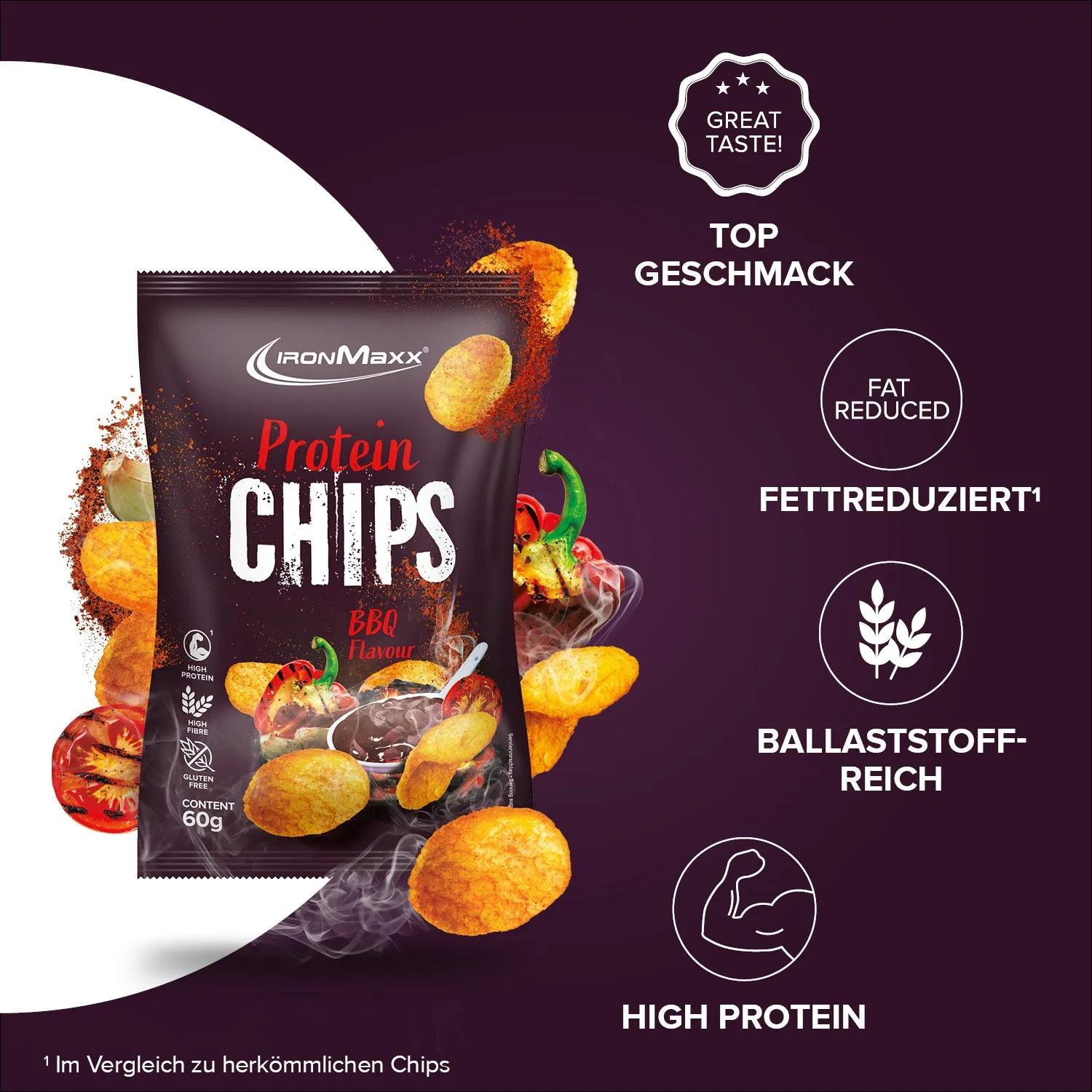 IronMaxx High Protein Chips Barbecue 60g vegan