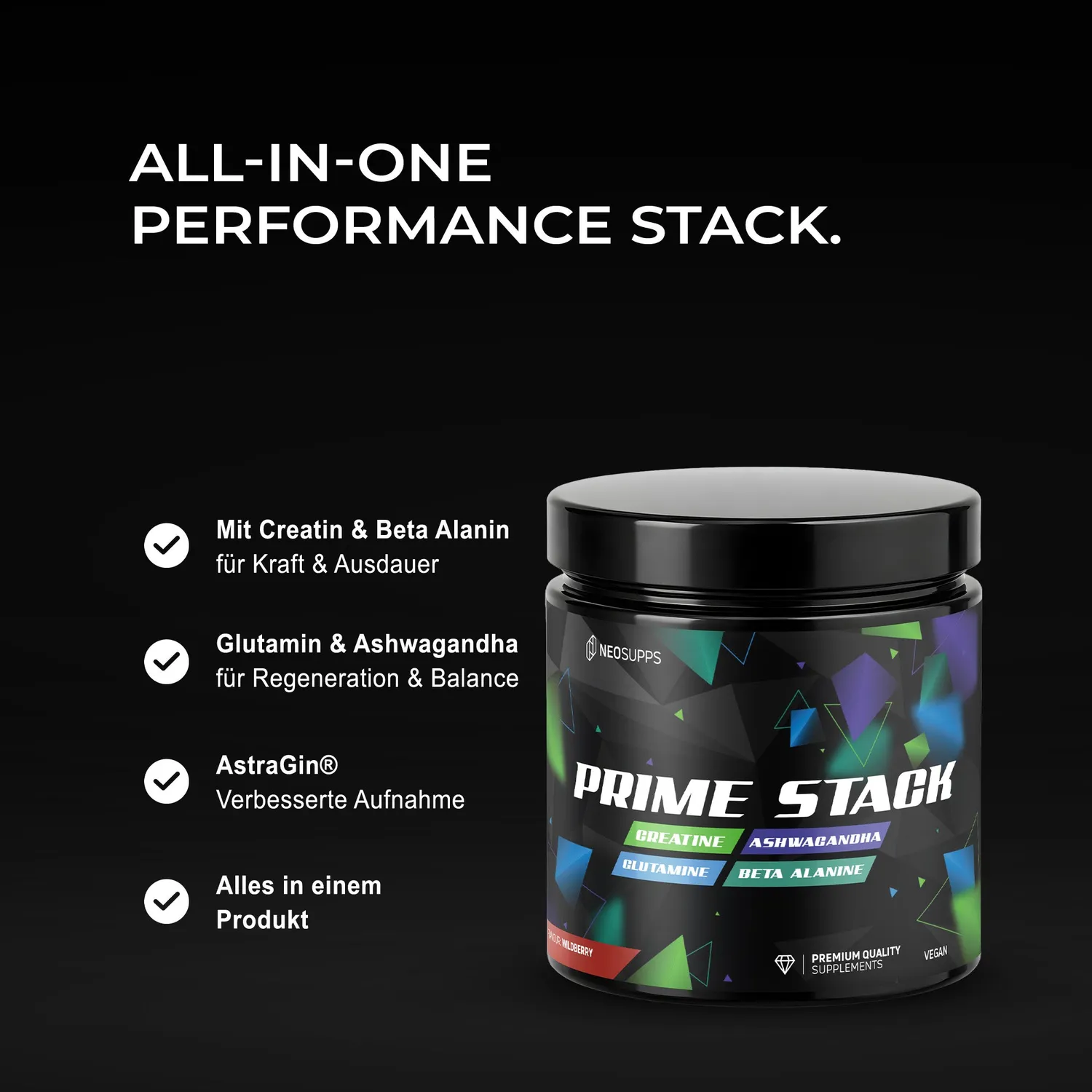 Neosupps Prime Stack Wildberry Creatin 450g vegan