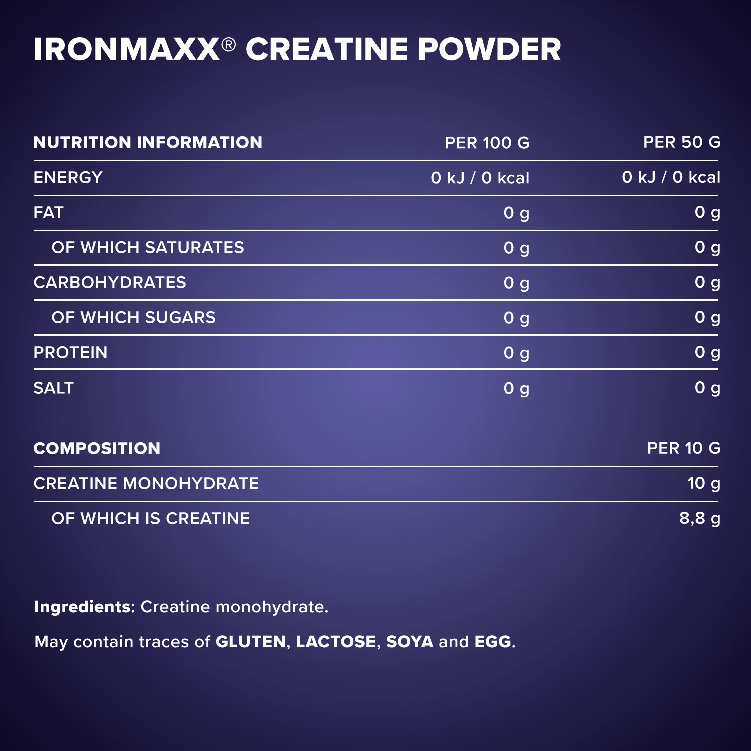 IronMaxx Creatine Monohydrat Pulver 500g vegan