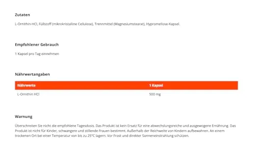 GymBeam L-Ornithin HCl Kapseln 90 Stk. 500mg vegan Aminosäure