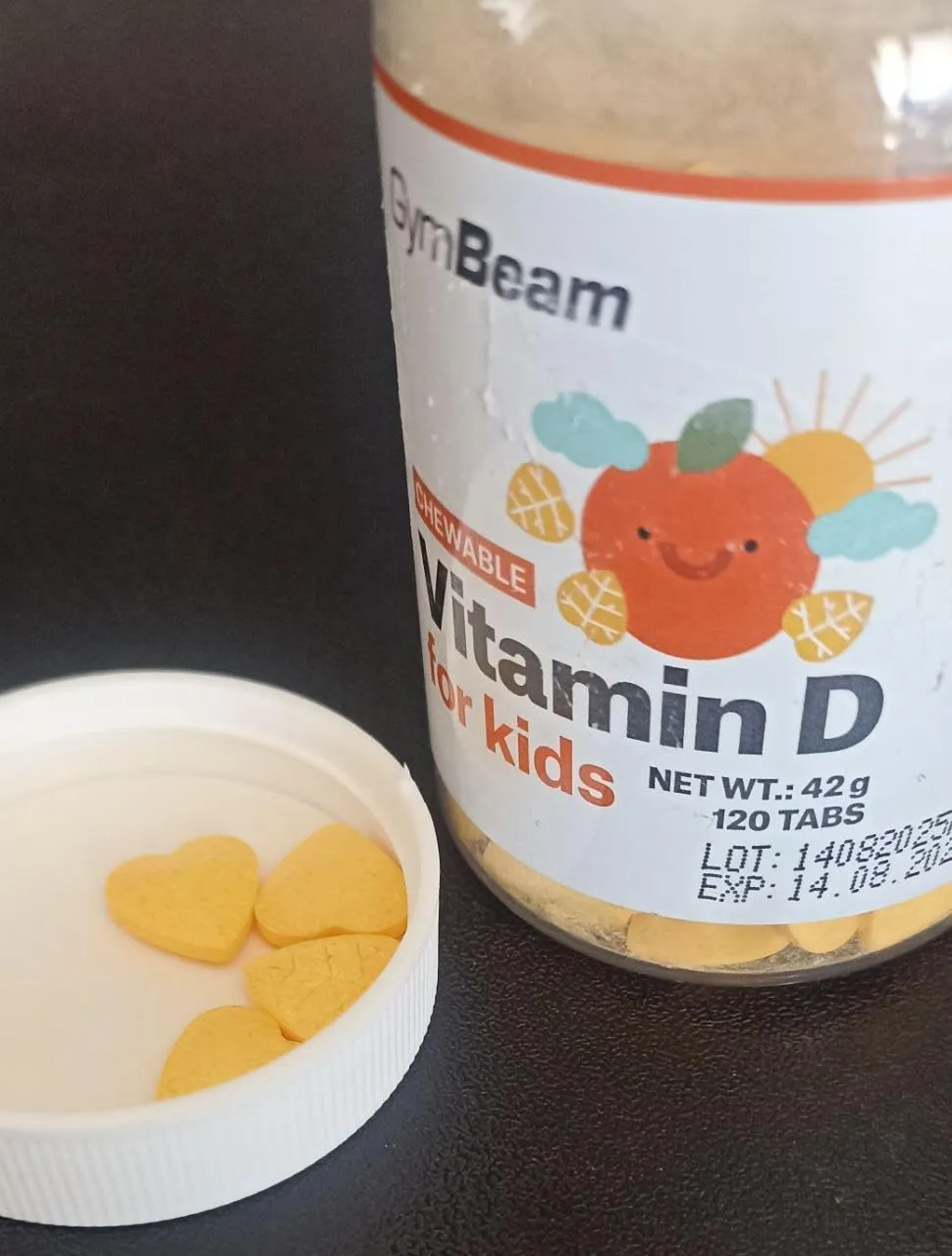 GymBeam Vitamin D3 Kinder Kautabletten 120 Tabs Orange
