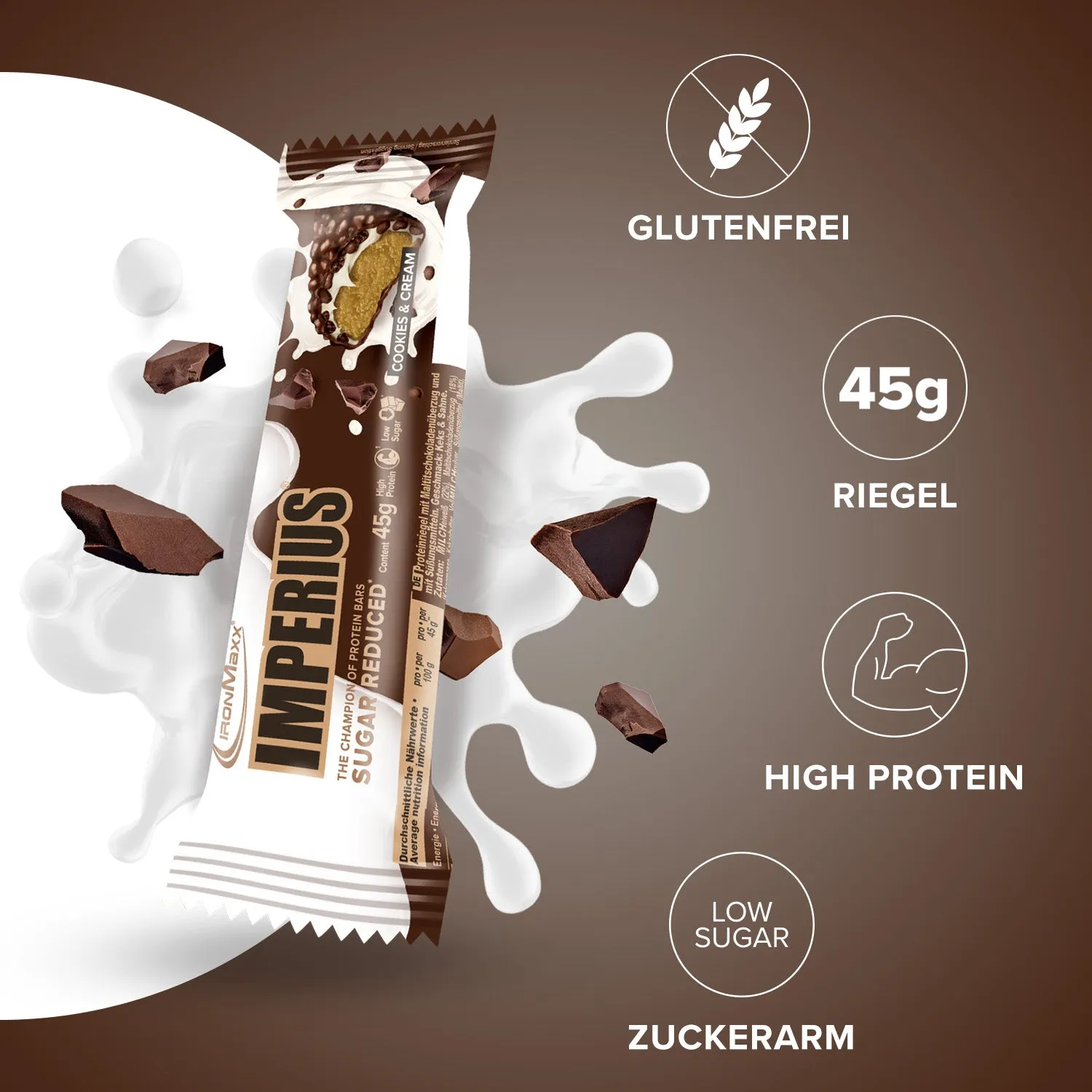 IronMaxx Imperius Proteinriegel 24x45g Cookies Cream