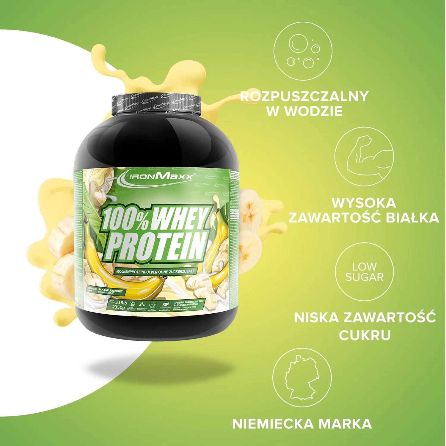 IronMaxx 100% Whey Protein 2350g Banane Yoghurt