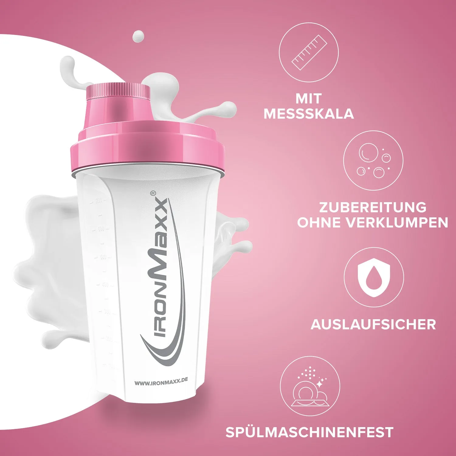 IronMaxx Shaker 700ml Frozen White Rosé
