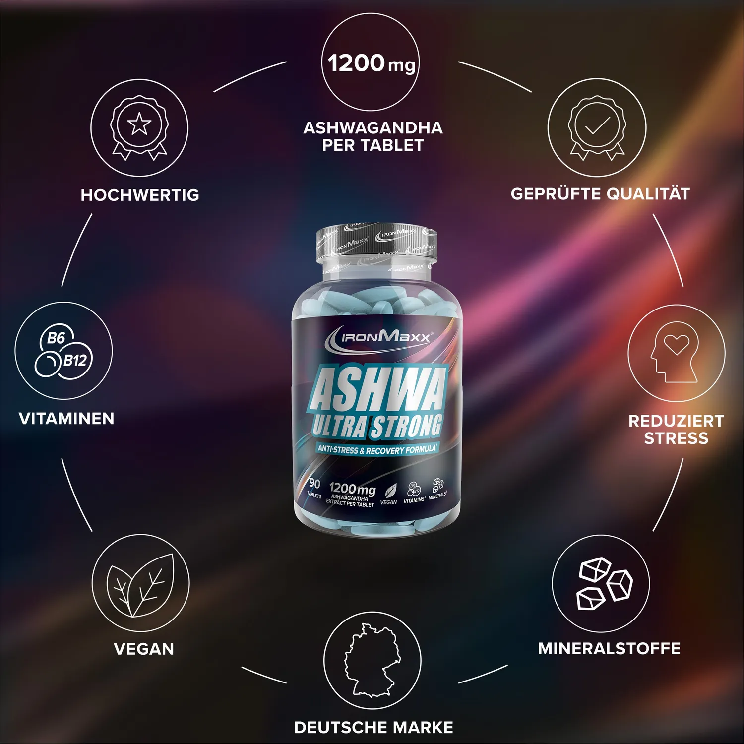 IronMaxx Ashwagandha Ultra Strong Tabletten 90 Stück hochdosiert