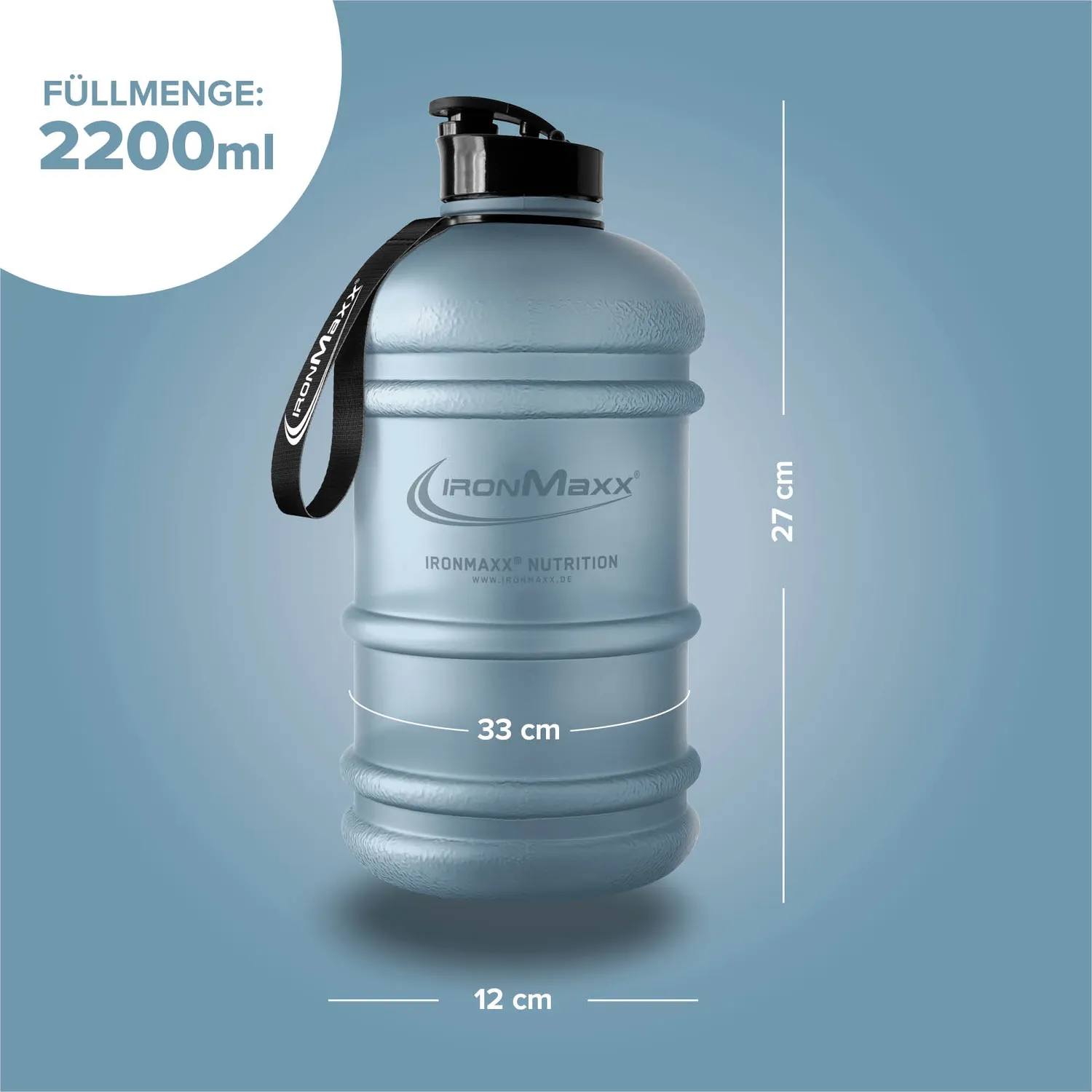 IronMaxx Water Gallon 2200ml Trinkflasche Kyanite Blue