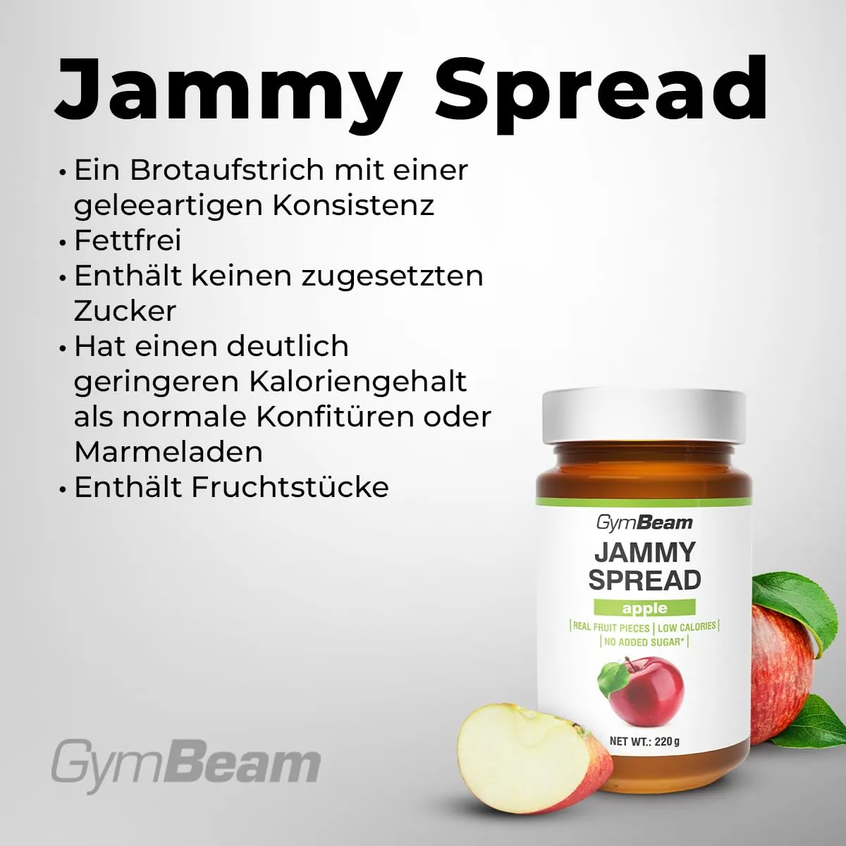 GymBeam Jammy Spread Aufstrich 220 g Apfel zuckerfrei