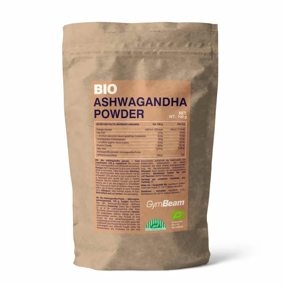GymBeam Bio-Ashwagandha Pulver Stress 100g vegan