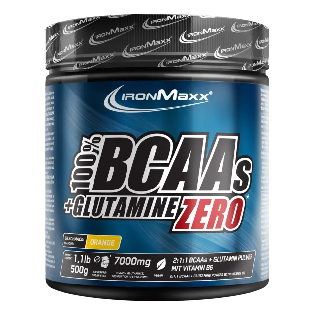 IronMaxx BCAAs + Glutamine Zero Pulver Orange 500g zuckerfrei