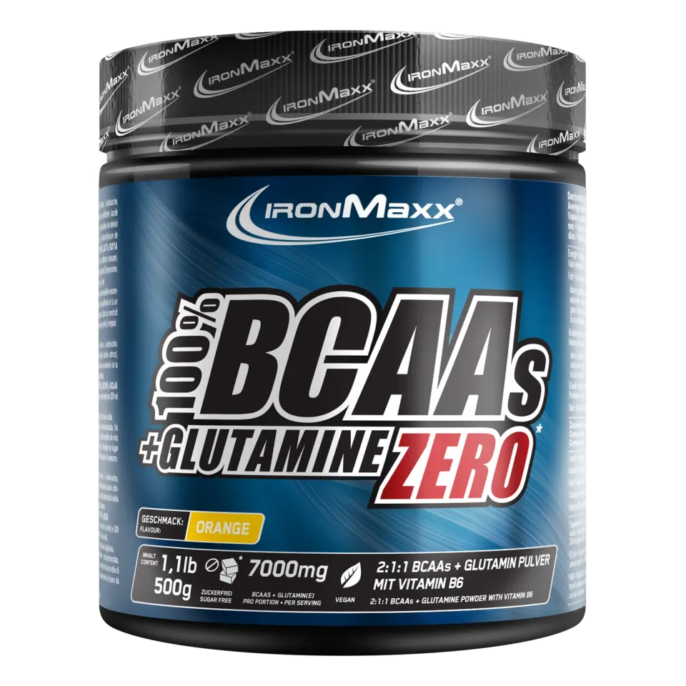 IronMaxx BCAAs + Glutamine Zero Pulver Orange 500g zuckerfrei