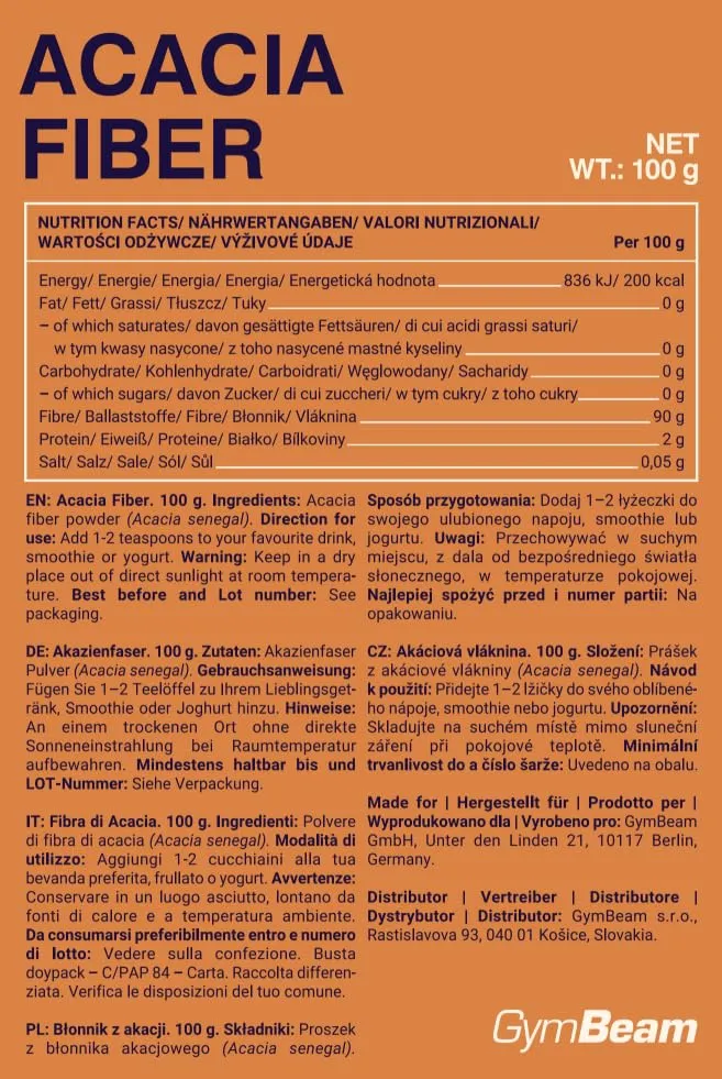 GymBeam Akazienfasern Pulver 100 g geschmacksneutral