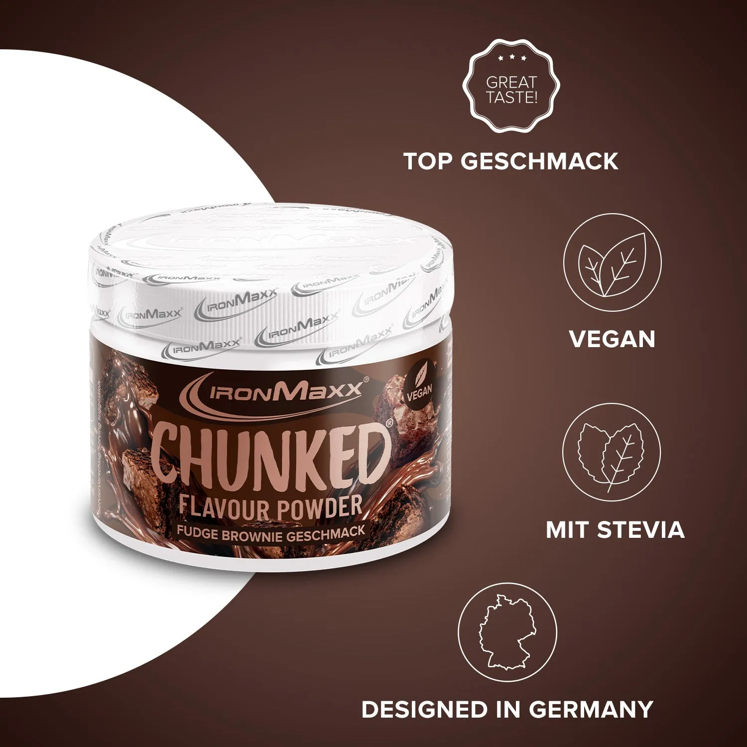IronMaxx Chunked Geschmackspulver 150g Fudge Brownie mit Stückchen