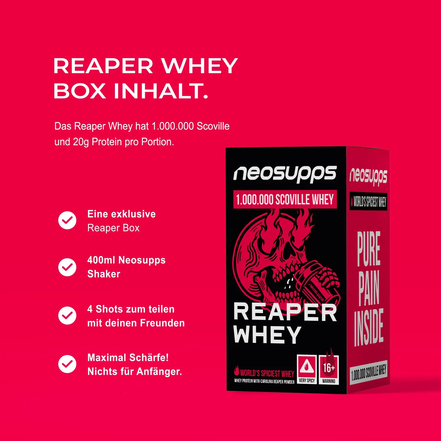 Neosupps Reaper Whey Protein Carolina Reaper Box scharf