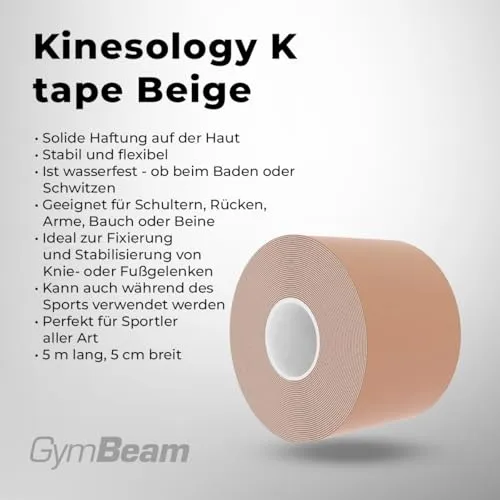 GymBeam K-Tape Beige 5m x 5cm wasserfest