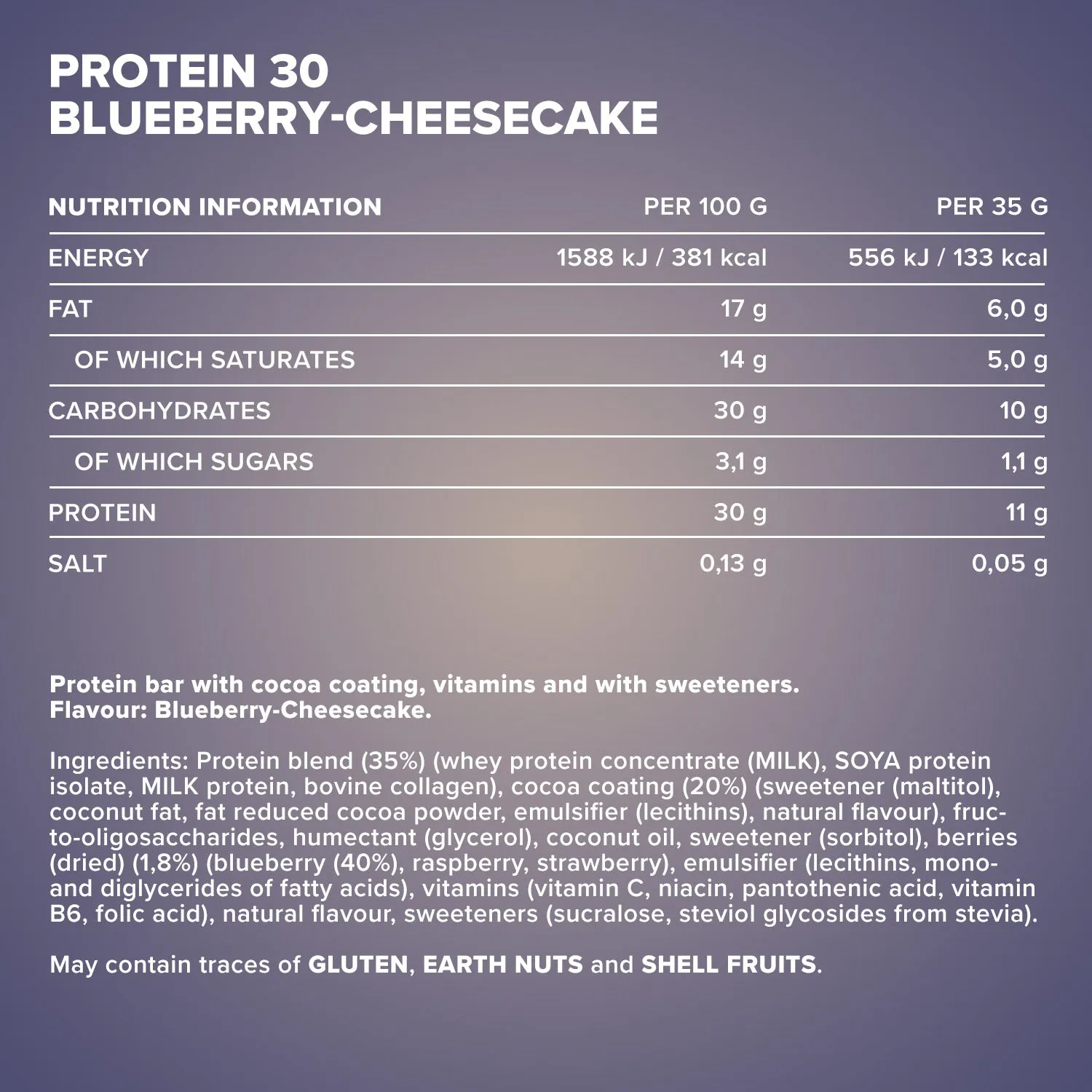 IronMaxx Protein 30 Riegel Blueberry-Cheesecake 24x35g Snack