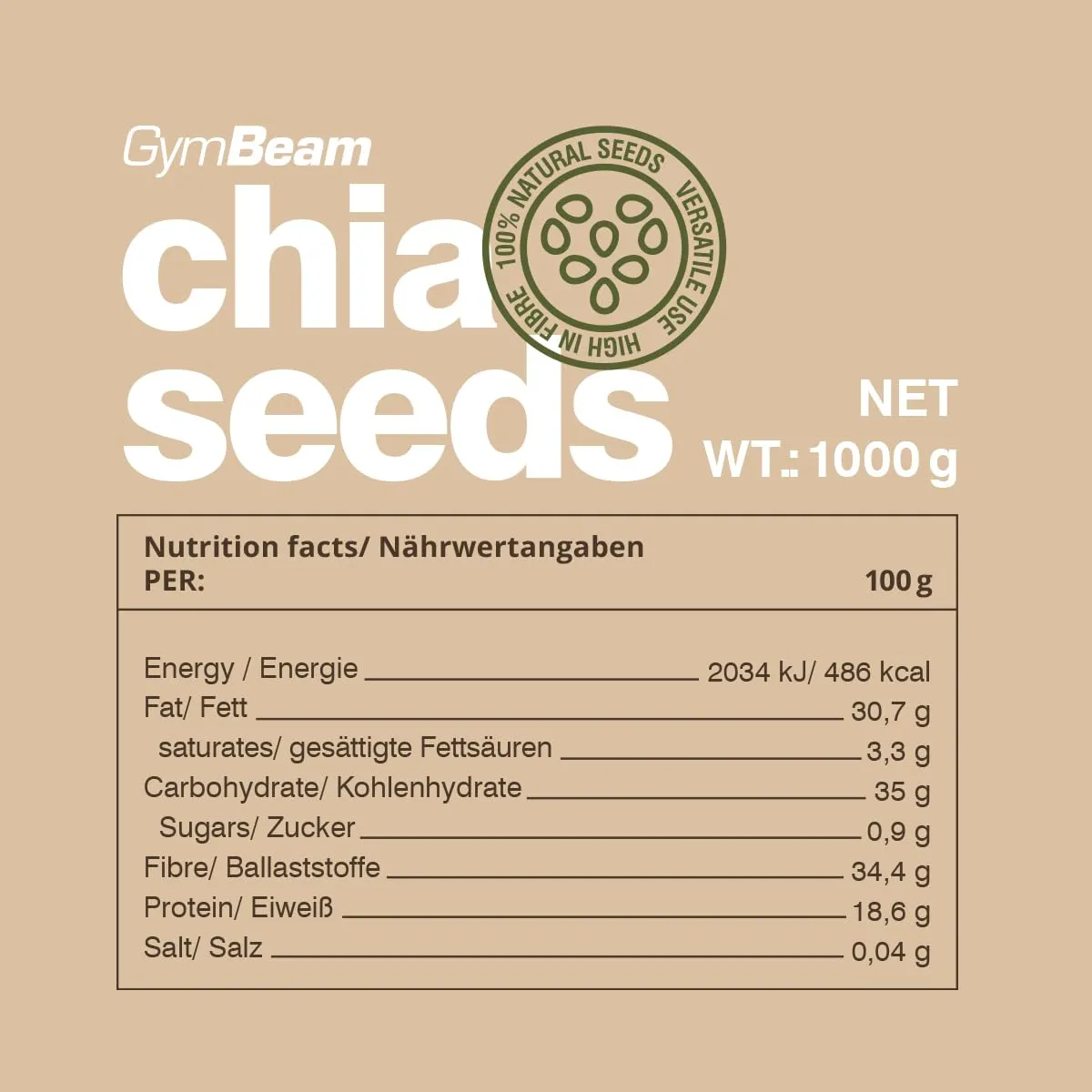 GymBeam Chiasamen 1000g Superfood glutenfrei