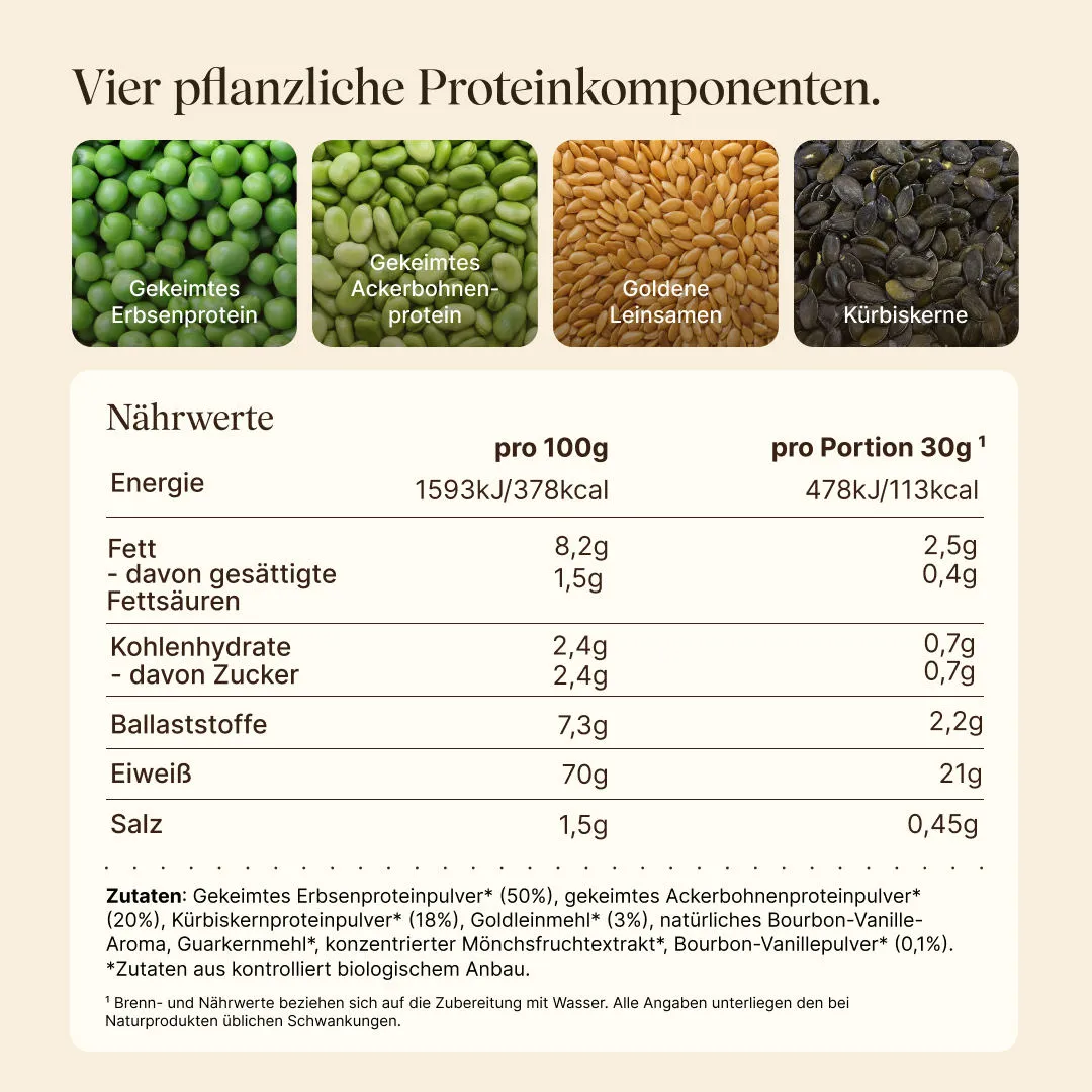 Vetain Vegan Protein Vanille Proteinpulver 540g Bio