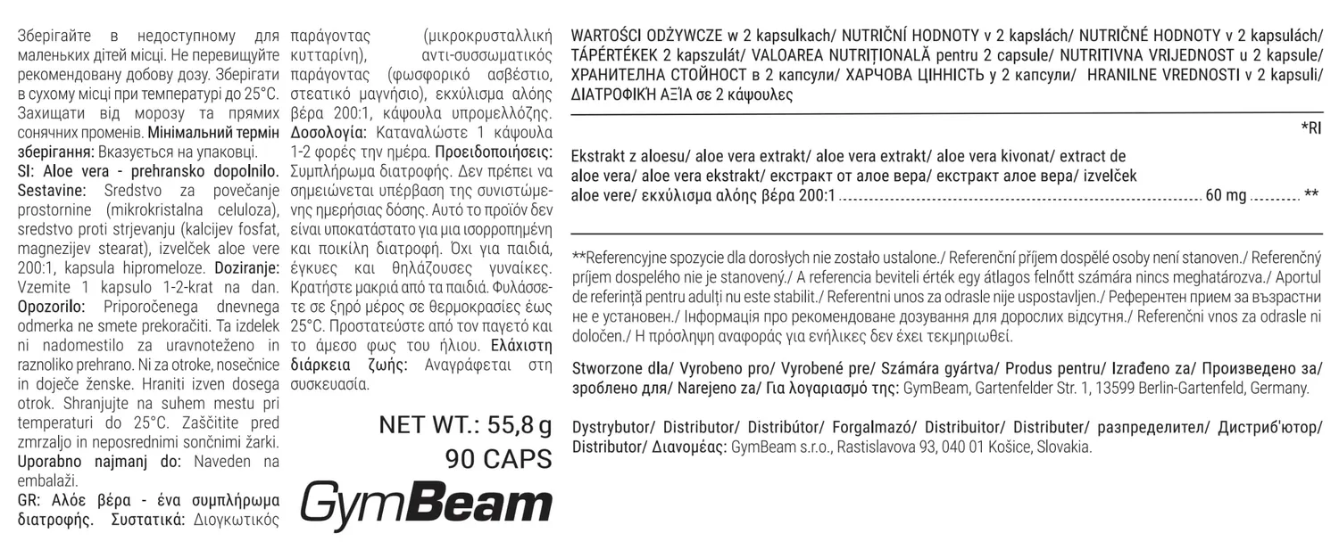 GymBeam Aloe Vera Kapseln 90 Stück vegan