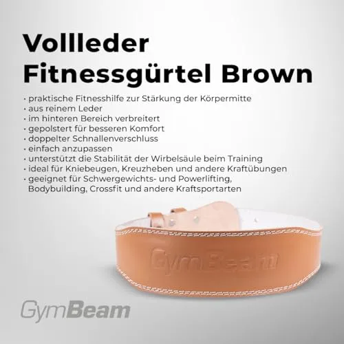 GymBeam Gewichthebergürtel Vollleder Doppelschnalle stabil