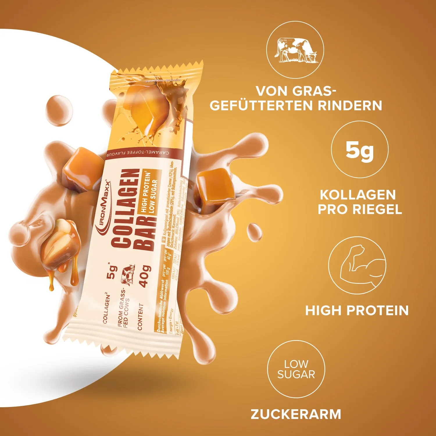 IronMaxx Collagen Bar Proteinriegel 12x40g Caramel