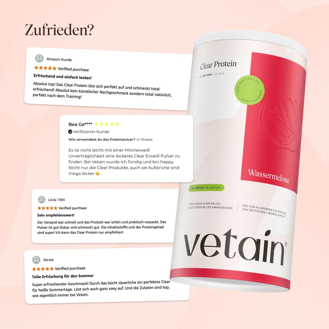 Vetain Vegan Clear Protein Pulver 480g Wassermelone