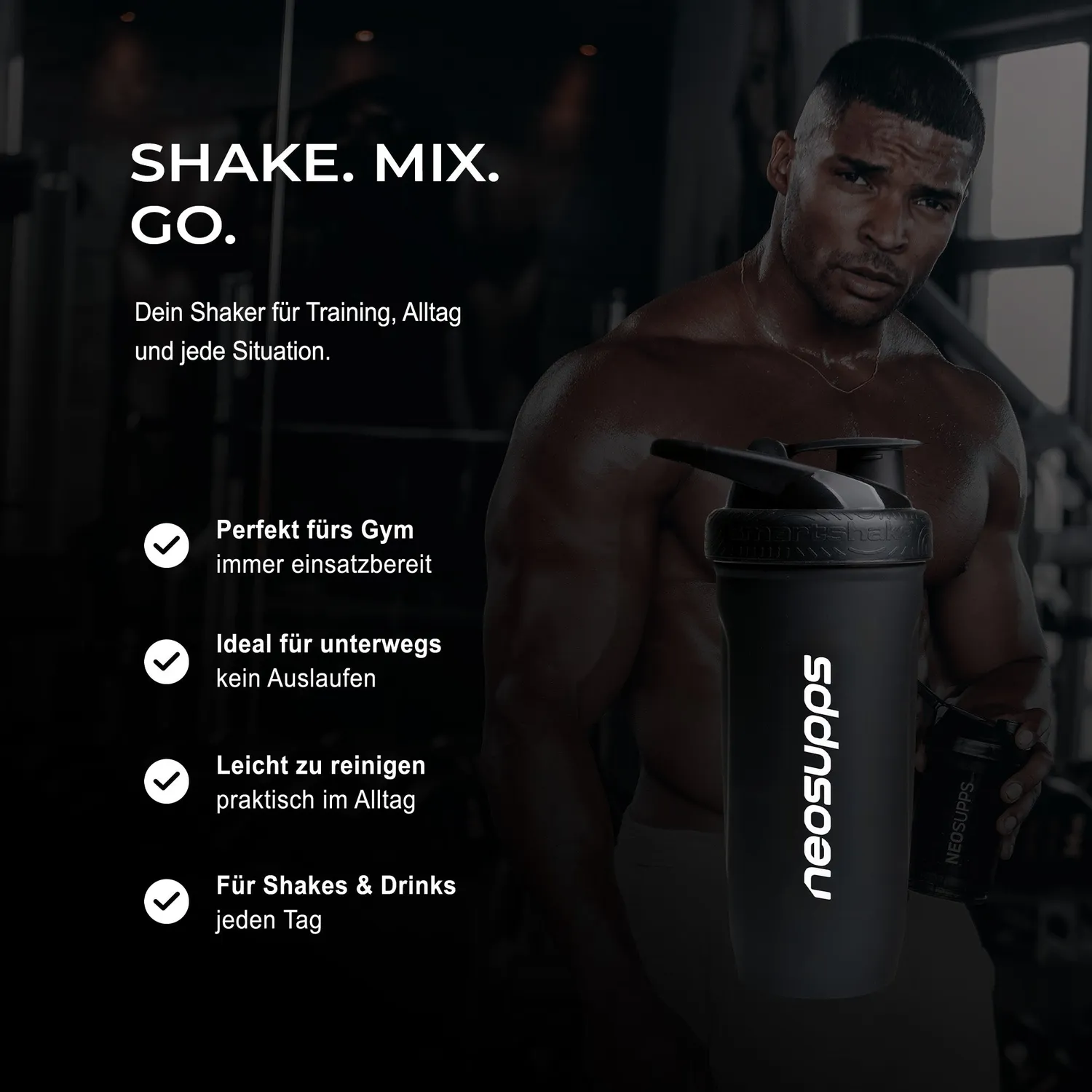 Neosupps Steel Shaker Edelstahl 700ml Schwarz