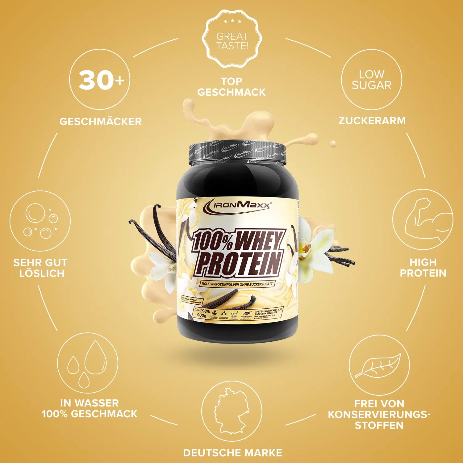 IronMaxx 100% Whey Protein Pulver 900g French Vanilla