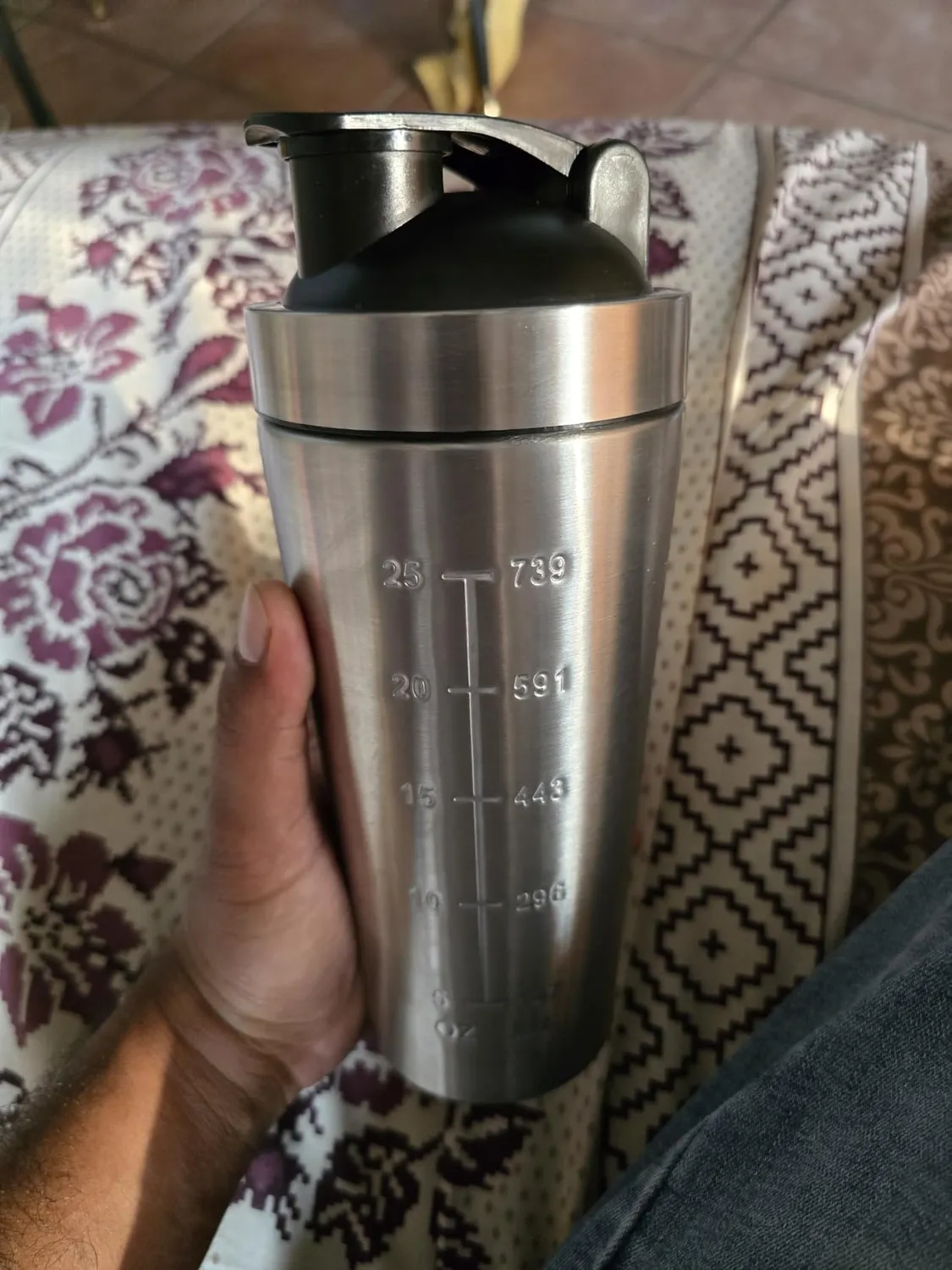 GymBeam Edelstahl Protein Shaker 750ml Weiß auslaufsicher