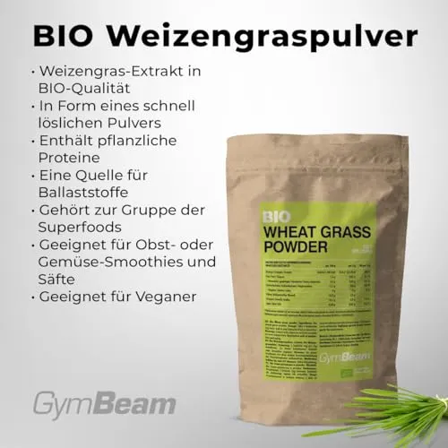 GymBeam BIO Weizengras Pulver 200g vegan