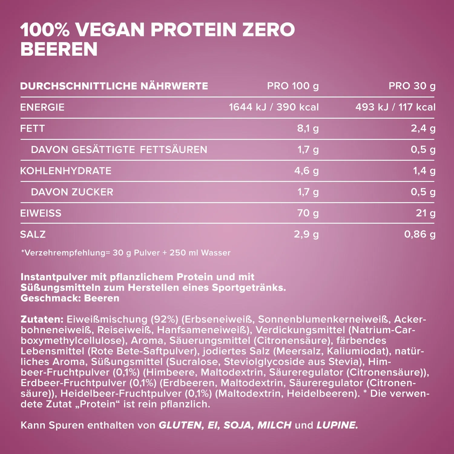 IronMaxx 100% Vegan Protein Zero Pulver Mixed Berries 500g zuckerfrei