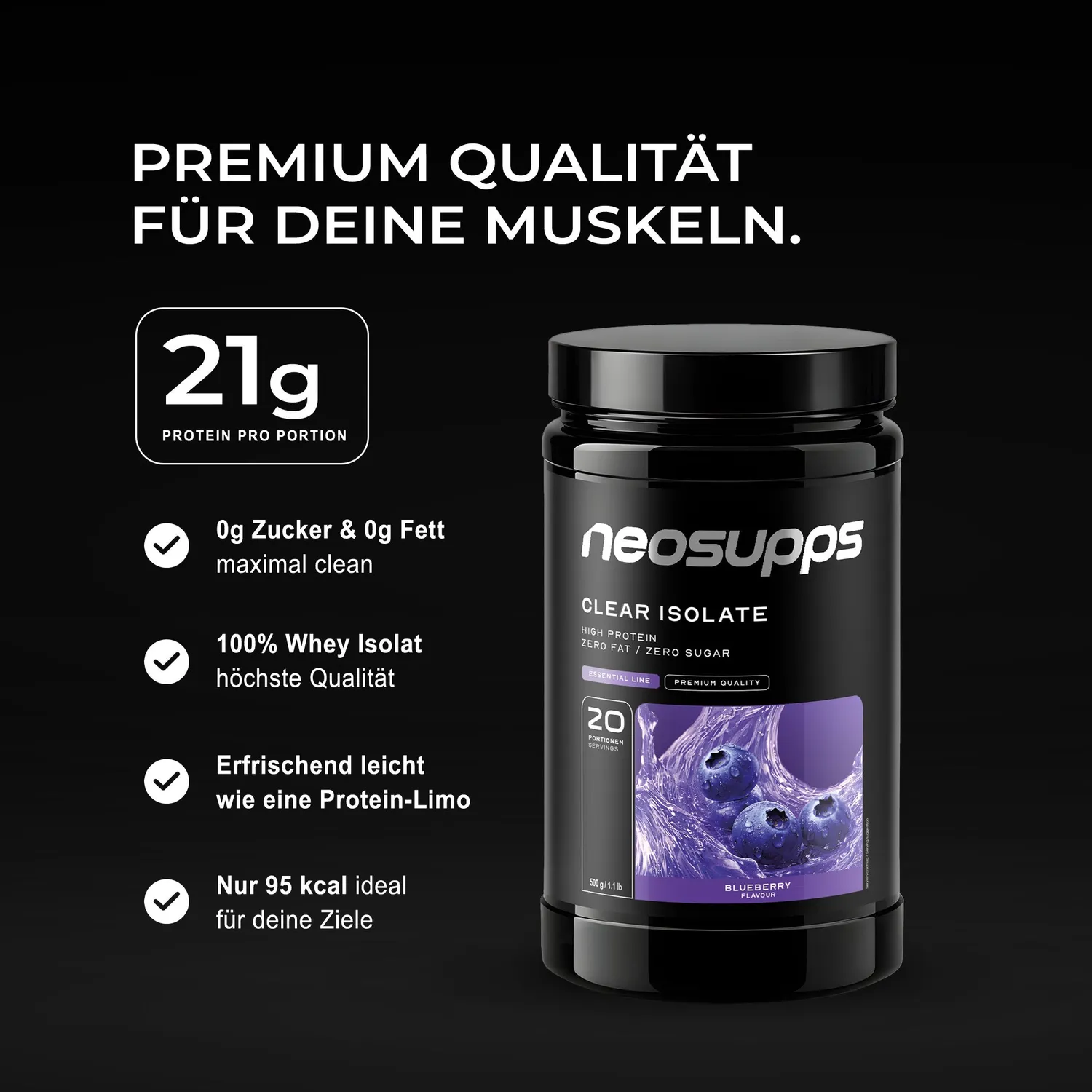 Neosupps Clear Isolate Blueberry 500g erfrischend
