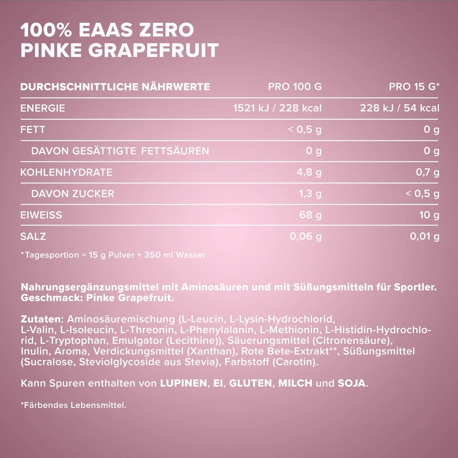 IronMaxx 100% EAAs Zero EAA Pulver 500g Pink Grapefruit
