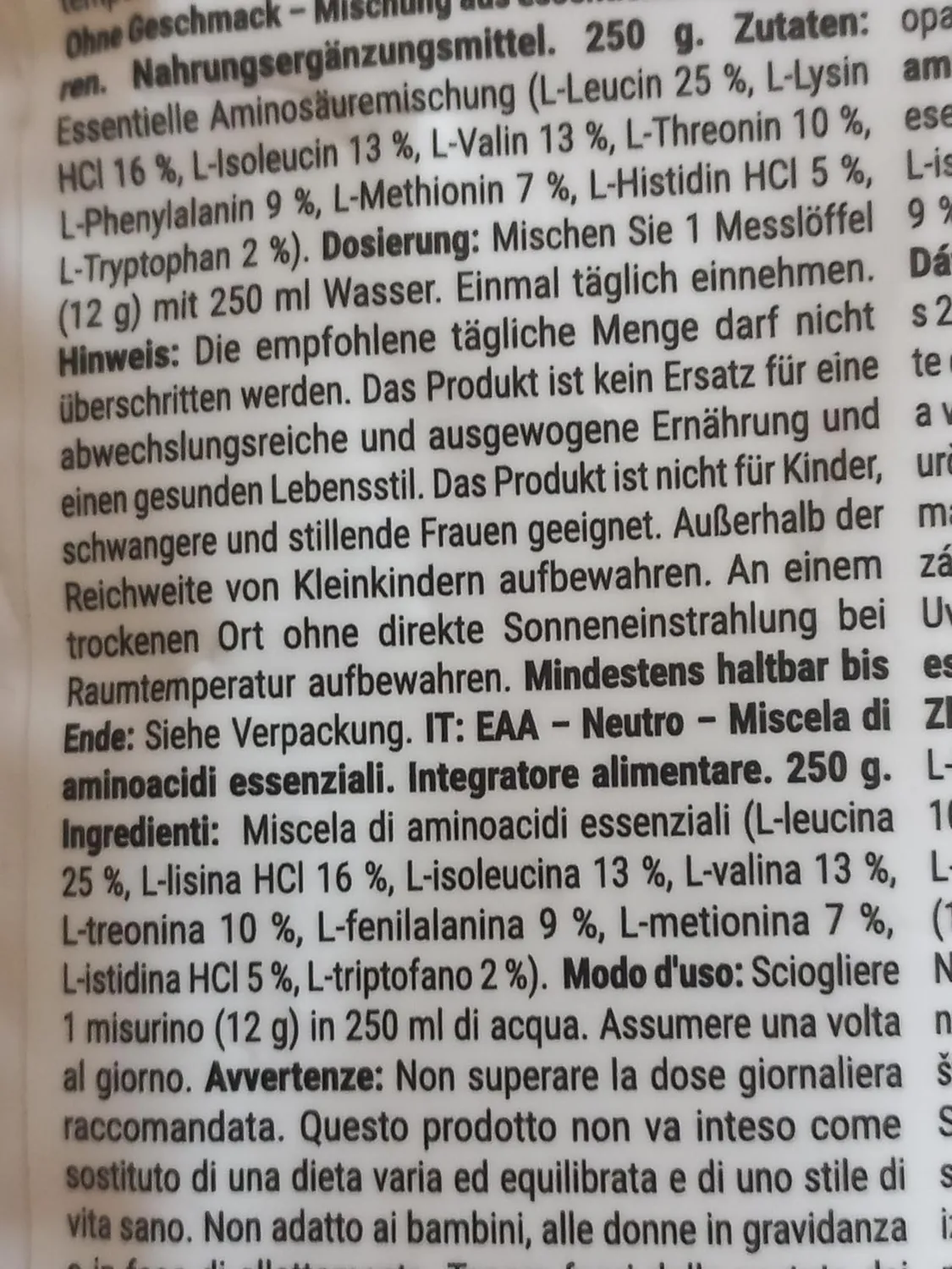 GymBeam EAA Pulver Aminosäuren 250 g neutral ohne Geschmack