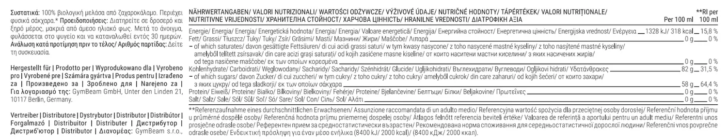 GymBeam Bio Zuckerrohrmelasse 360 ml vegan