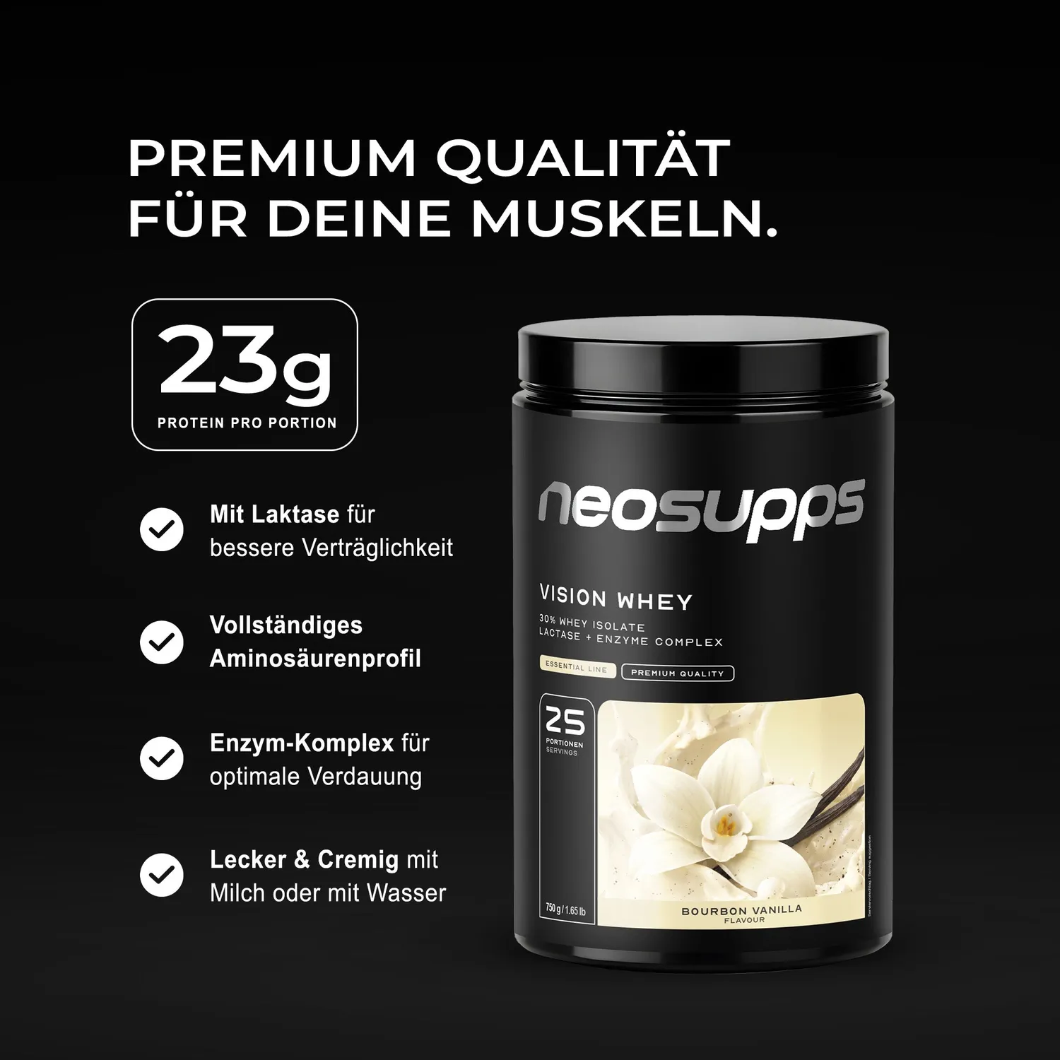 Neosupps Vision Whey Protein Bourbon Vanilla 750g Laktase