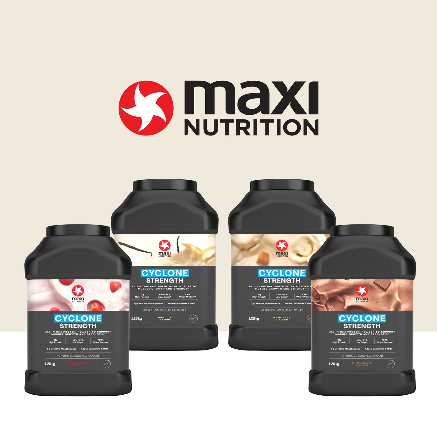 MaxiNutrition Cyclone Vanilla Proteinpulver für Muskelaufbau