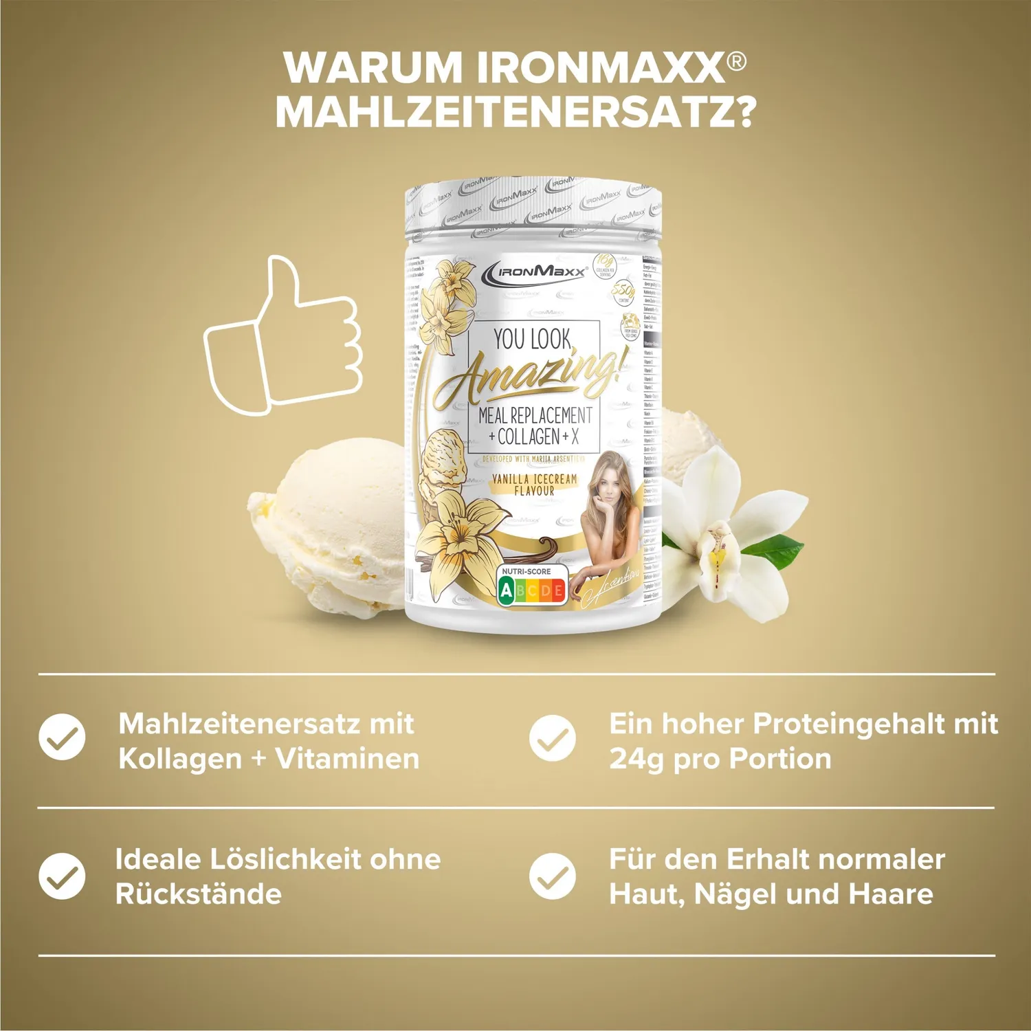 IronMaxx Amazing Food Mahlzeitenersatz 550g Vanilla Ice Cream