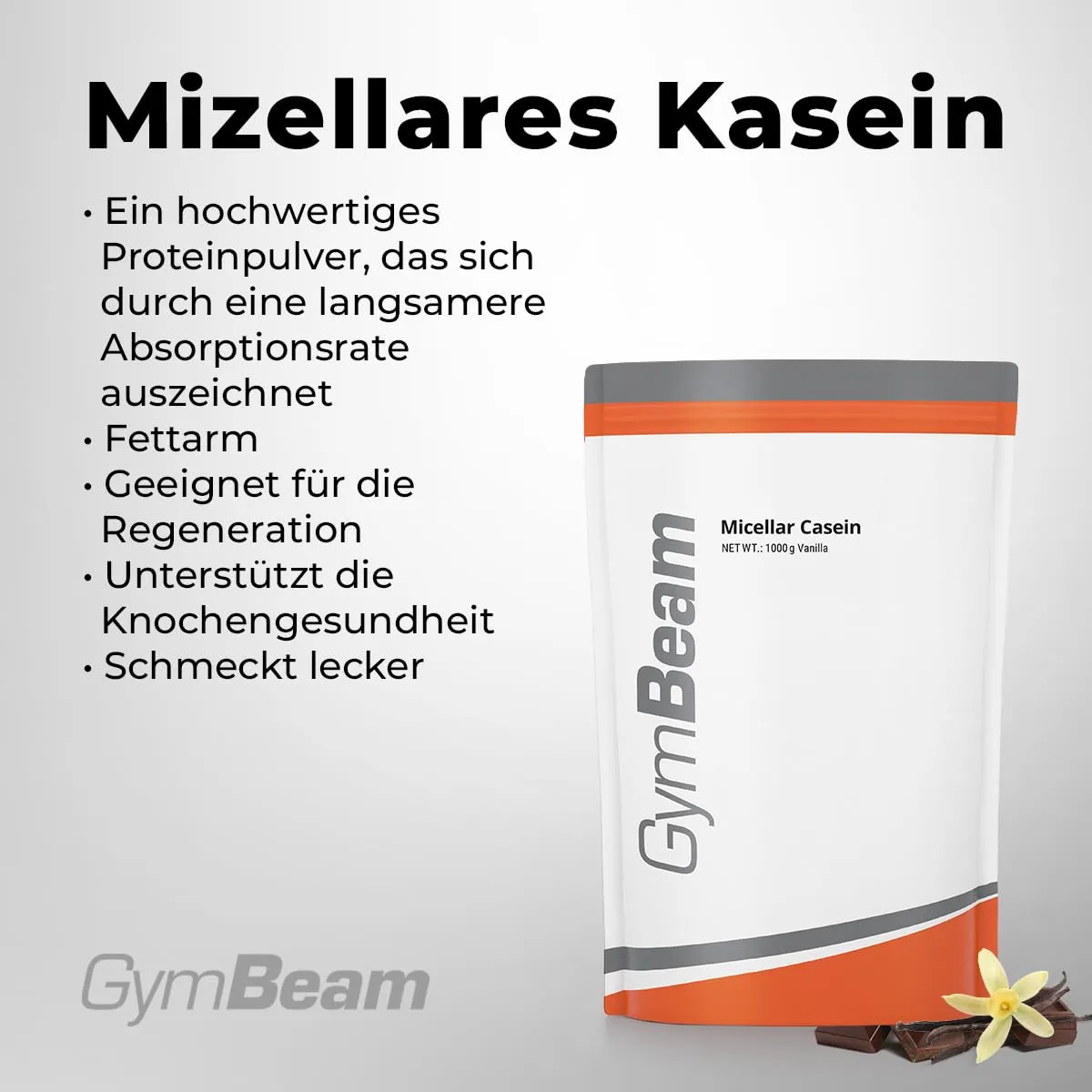 GymBeam Mizellares Kasein Proteinpulver 1000 g Erdbeere