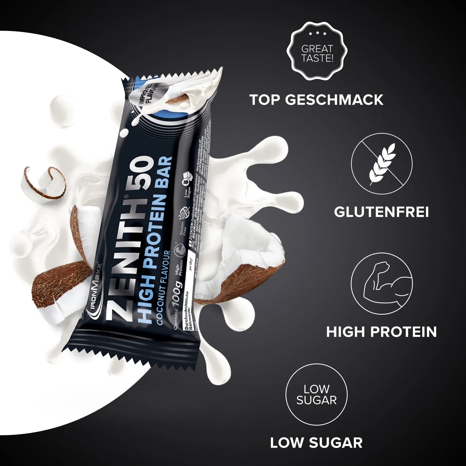 IronMaxx Zenith 50 Proteinriegel Kokos 12x100g