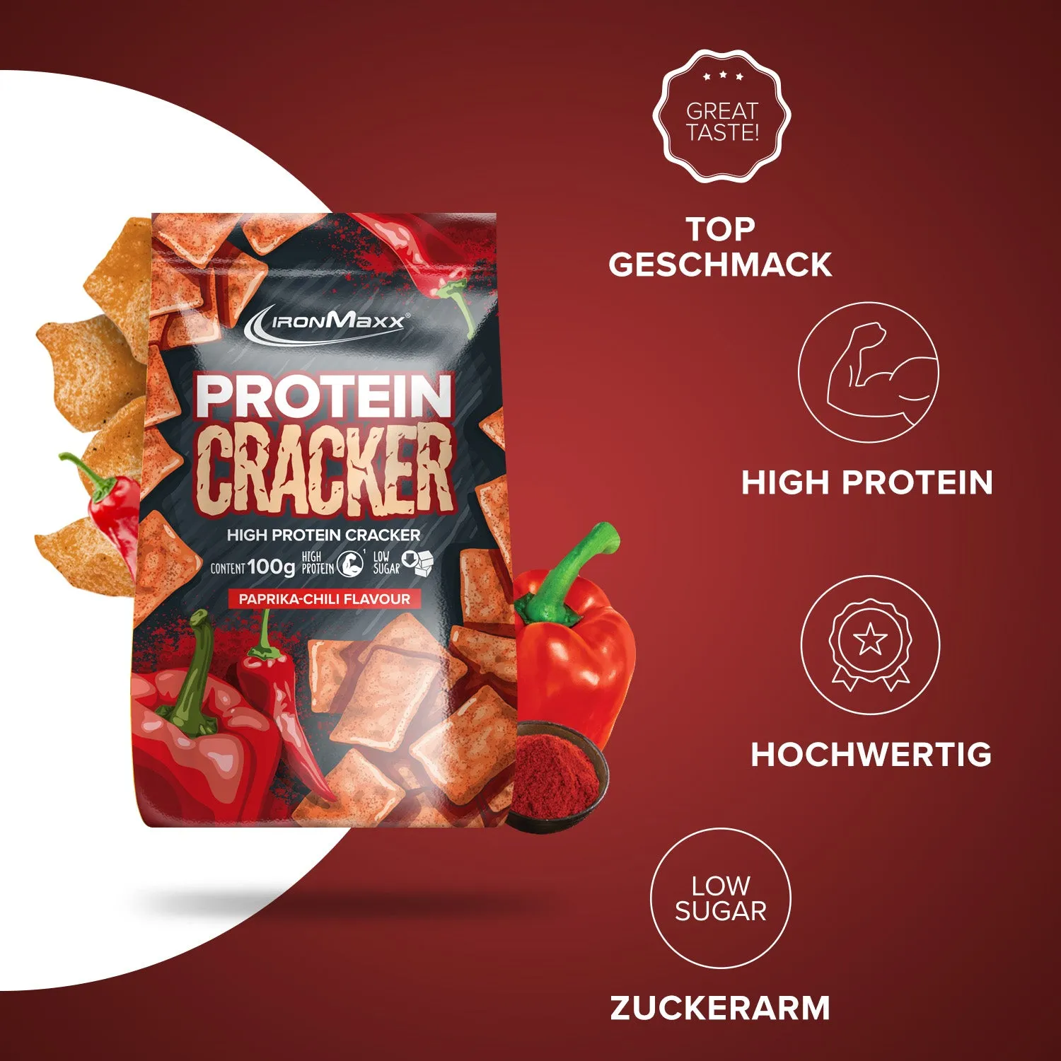 IronMaxx Protein Cracker 100g Paprika Chili