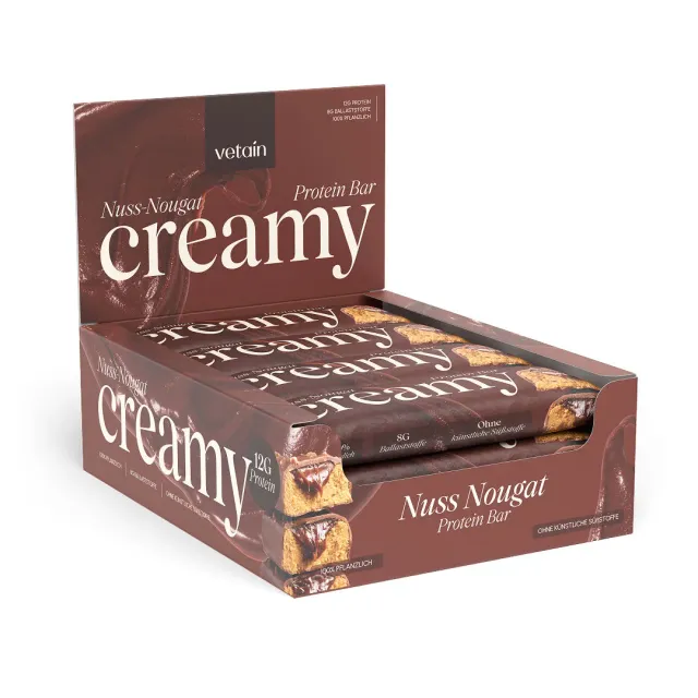 Vetain Creamy Proteinriegel Nuss-Nougat 12er Pack crem