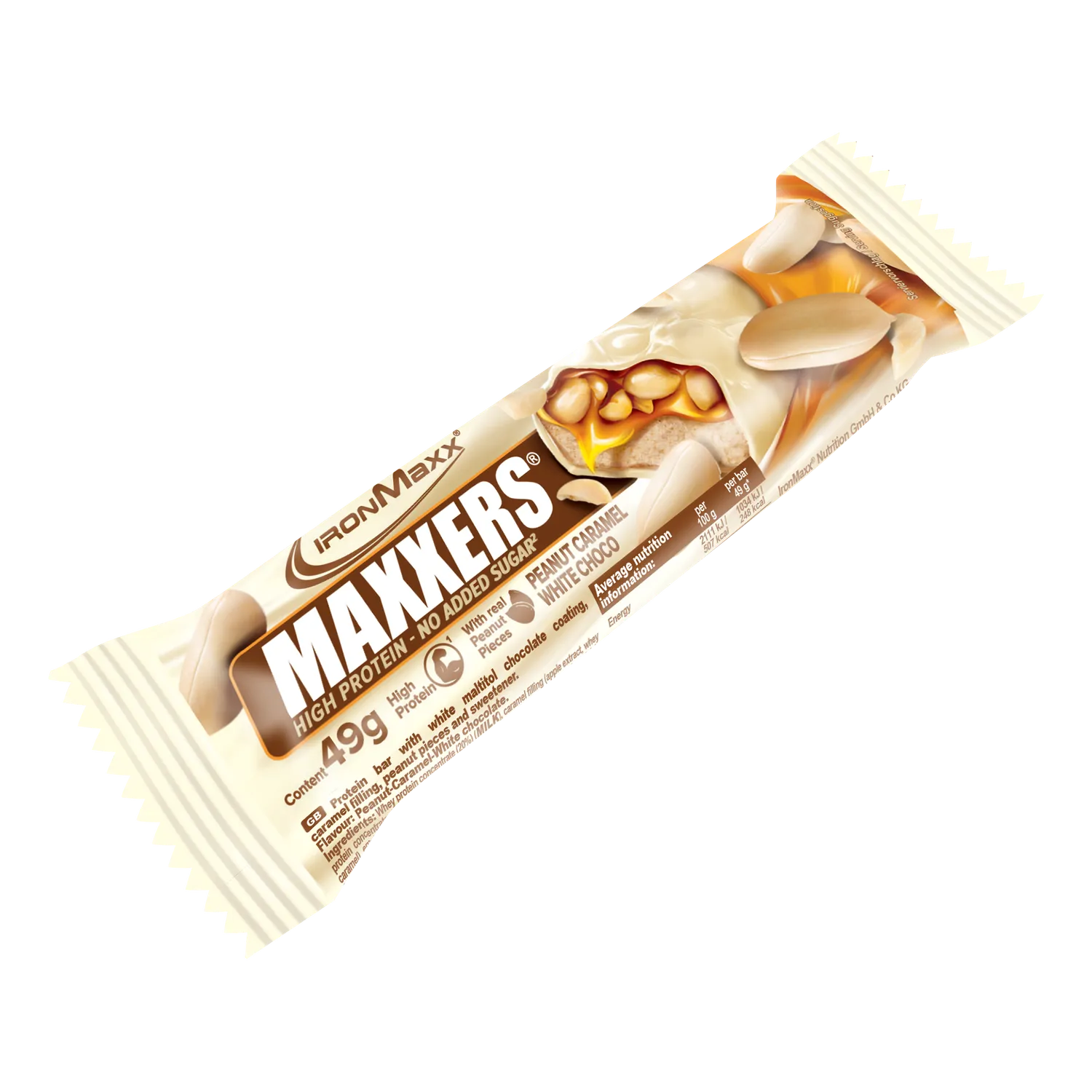 IronMaxx Maxxers White Choc Peanut Caramel Riegel 24x49g